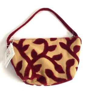 Red & Cream petite Eldridge pattern handbag purse,‎ NWT